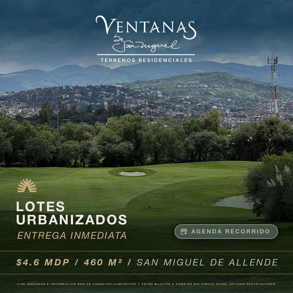 Aerial view of Ventanas de San Miguel Golf Course with panoramic views of San Miguel de Allende.